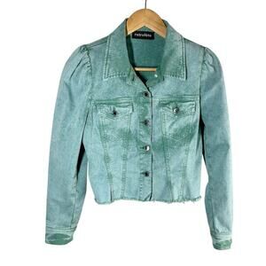 Retrofete Rissa Raw Hem Distressed Casual Jacket Size Small Mojito